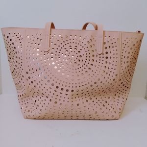 Bath & Body Works Pink Silver Faux Leather Tote